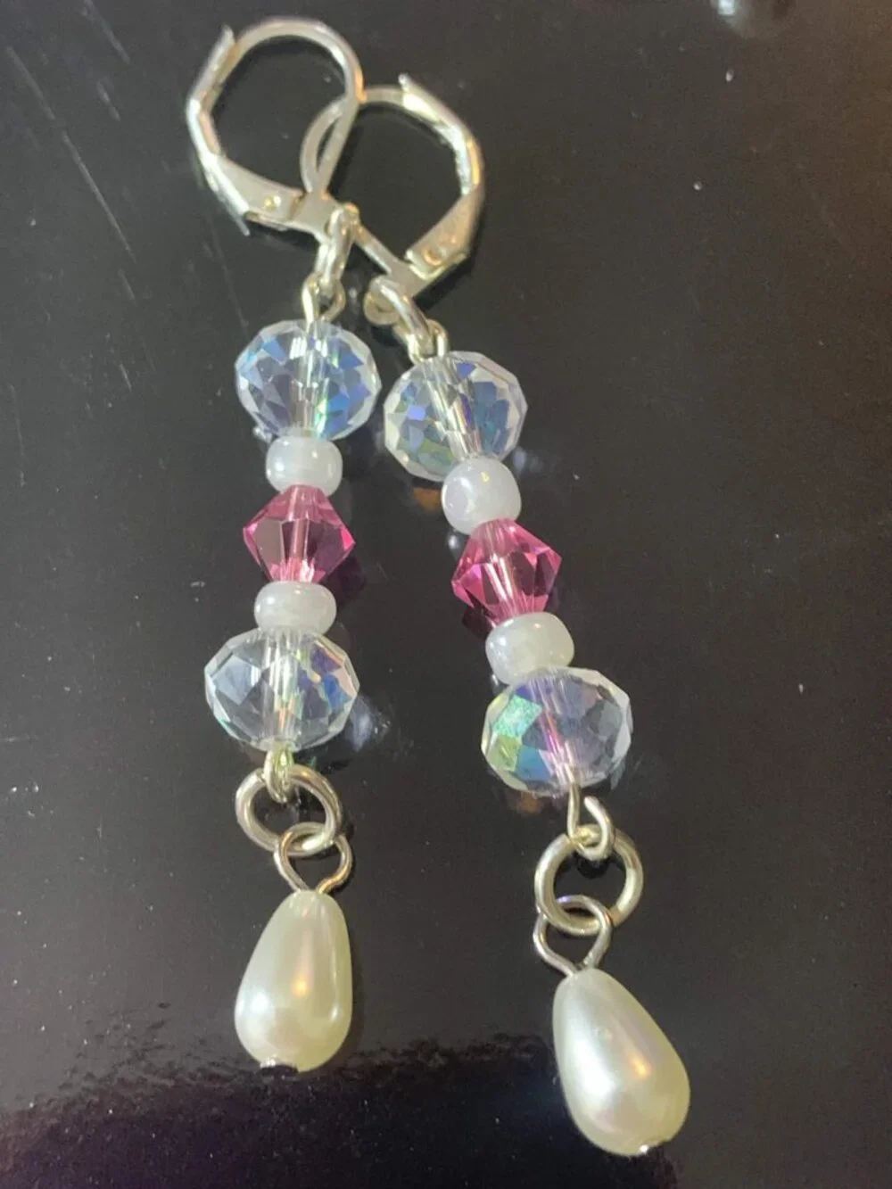 'Pretty in Pink' Hand crafted glass coil bracelet and earrings set